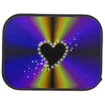 Coeur noir avec étoiles sur arc-en-ciel jaune viol