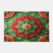 Tapis de sol décoratif de vacances rouge vert