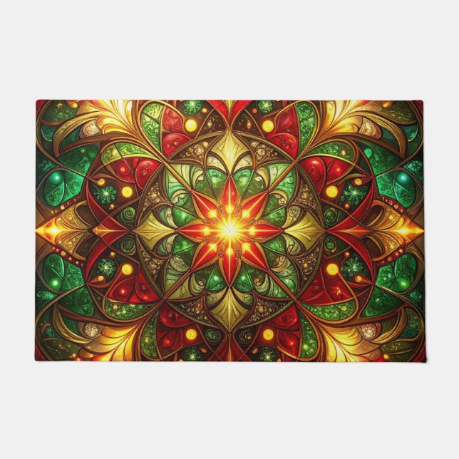 Tapis de sol décoratif de vacances vert rouge (Devant)