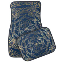 Elégant Mandala Art Boho Gold et Navy Blue Luxury