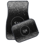 Monogramme à Parties scintillant noire en argent f