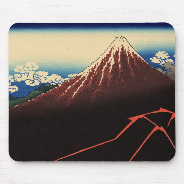 Tapis De Souris 山下白雨, tonnerre de 北斎 et mont Fuji, Hokusai, (Devant)