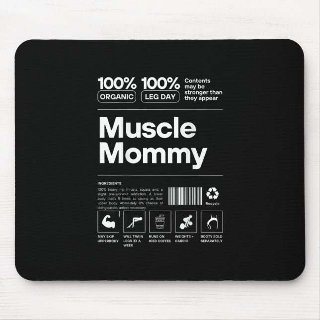 Tapis De Souris 100% Muscle Mommy - Bodybuilding Gym Fit - Design  (Devant)