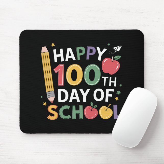 Tapis De Souris 100e Jour d'école enseignants heureux 100 jours (Avec souris)