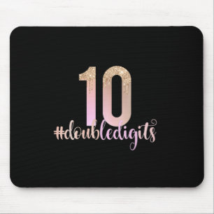 Tapis De Souris 10e anniversaire Double chiffres filles Peach Ombr