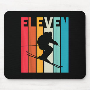 Tapis De Souris 11e anniversaire Boy Retro Ski Lover Skier 11 ans