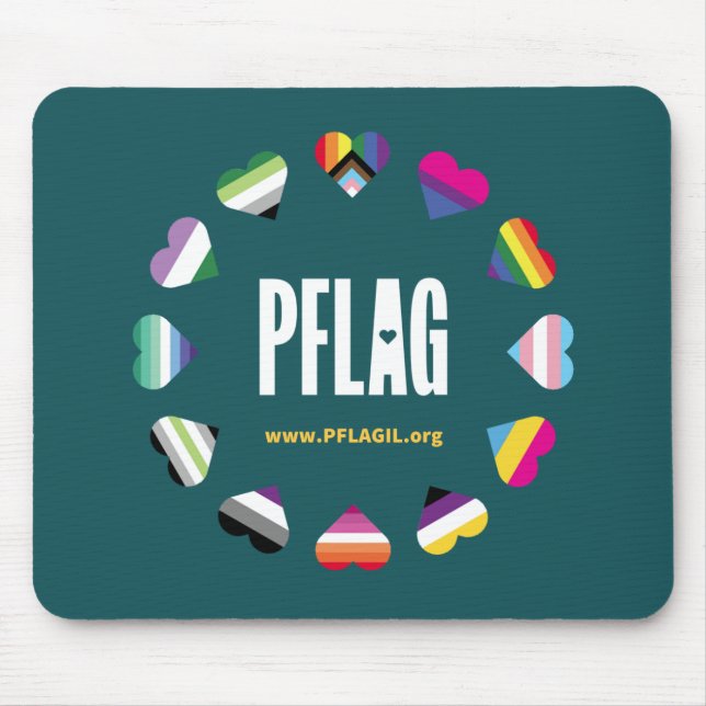 Tapis De Souris 12 Coeurs Cercle PFLAG Mousepad (Devant)