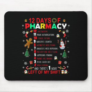 Tapis De Souris 12 Jours de pharmacie drôle de Noël Pharmacien Tec