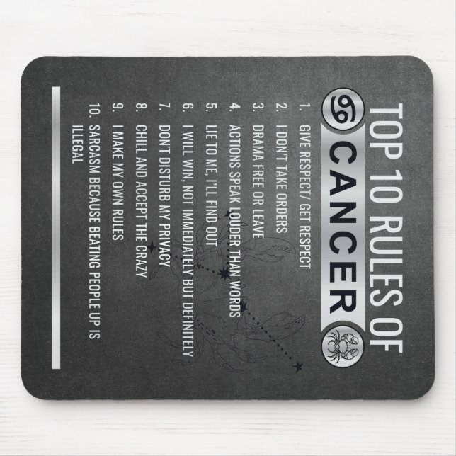Tapis De Souris 12 Signes Zodiac modifiables -Top 10 règles Cartes (Devant)