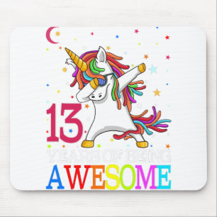 Tapis De Souris 13e anniversaire Dabbing Unicorn Party cadeau 13 a