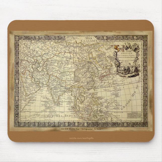 Tapis De Souris 1700 ANTIQUE CARTE MONDIALE Mousepad (Devant)