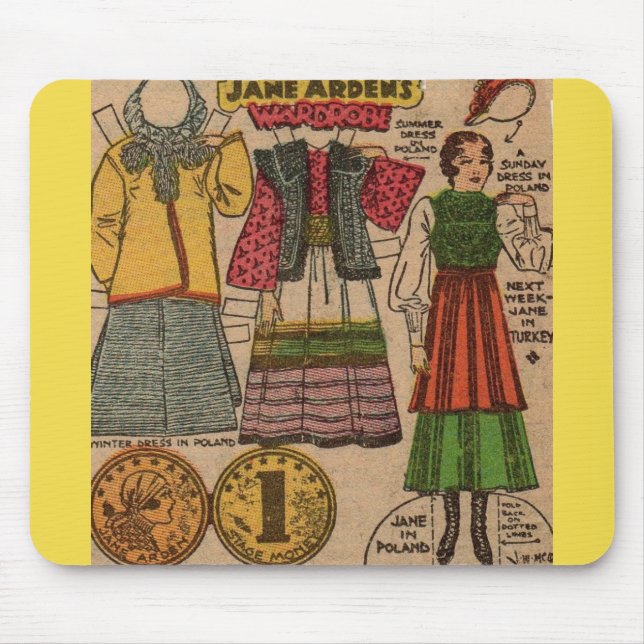 Tapis De Souris 1930 Jane Arden en papier poupée vêtements polonai (Devant)