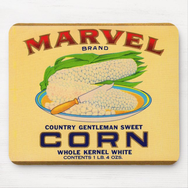 Tapis De Souris 1930 Marvel étiquette de maïs en conserve (Devant)