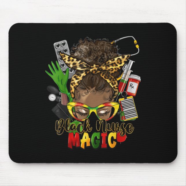 Tapis De Souris 19e Junte Infirmière Femmes Noires Mois de l'histo (Devant)
