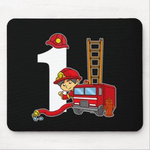 Tapis De Souris 1 an Pompier Anniversaire Camion d'incendie 1er an