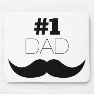 Tapis De Souris #1 Papa Mustache noire - Numéro Un