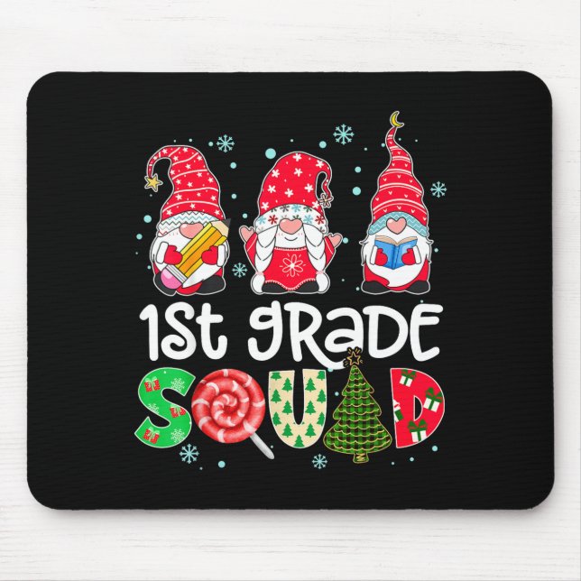 Tapis De Souris 1st Grade Squad Gnome Teacher Christmas Ne Buffalo (Devant)