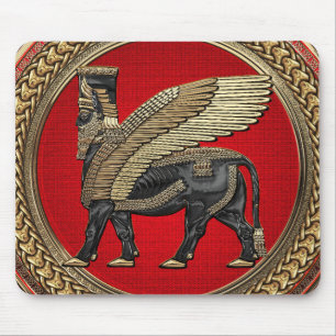 Tapis De Souris [200] Assyrian Winged Bull : Gold and Black Lamass