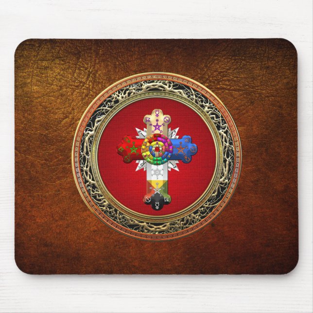Tapis De Souris [200] Croix attrayante (Croix rose) sur le rouge (Devant)