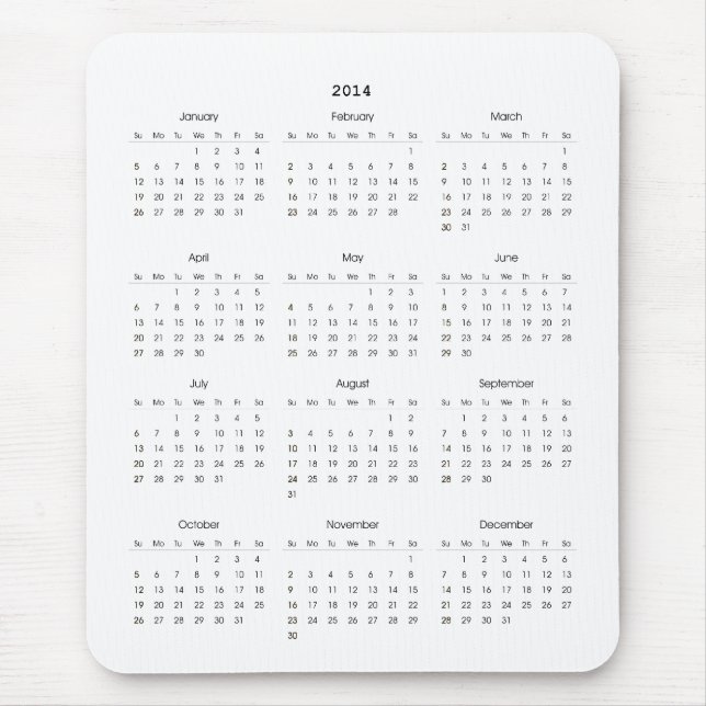 Tapis De Souris 2014 cadeaux de calendrier (Devant)