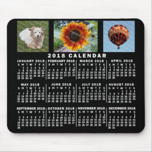 Tapis De Souris 2018 Year Monthly Calendar Black Custom 3 Photos