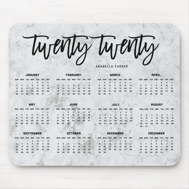 Tapis De Souris 2020 typographie du calendrier | et regard (Devant)