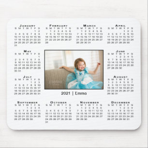 Tapis De Souris 2021 Calendar Your Photo et nom de White