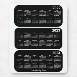 Tapis De Souris 2022-2024 néon blanc calendrier de 3 ans par Janz