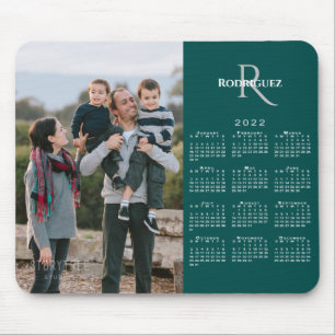 Tapis De Souris 2022 Calendrier Personnalisé Nom du monogramme ph