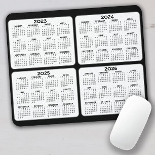 Tapis De Souris 2023 2024 2025 2026 Calendrier 4 ans noir blanc