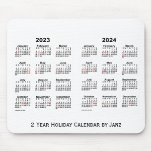 Tapis De Souris 2023-2024 White 2 Year Holiday Calendar par Janz