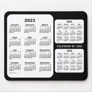 Tapis De Souris 2023-2025 calendrier noir et blanc de 3 ans par