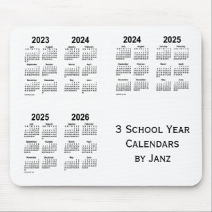 Tapis De Souris 2023-2026 calendriers d'année scolaire du blanc 3