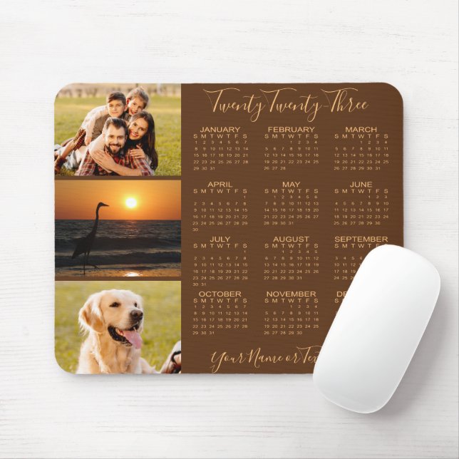 Tapis De Souris 2023 Calendrier 3 photo couleur personnalisée pers (Avec souris)