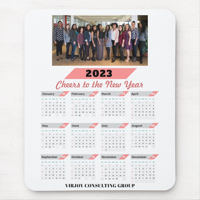 Tapis De Souris 2023 Calendrier Entreprise Rose Gold Photo (Devant)