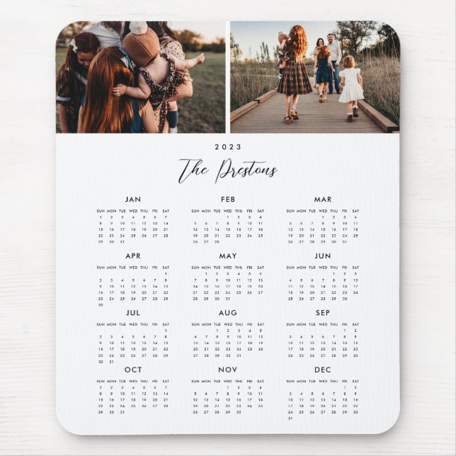 Tapis De Souris 2023 Calendrier MODIFIABLE COULEUR Photo Mousepad (Devant)