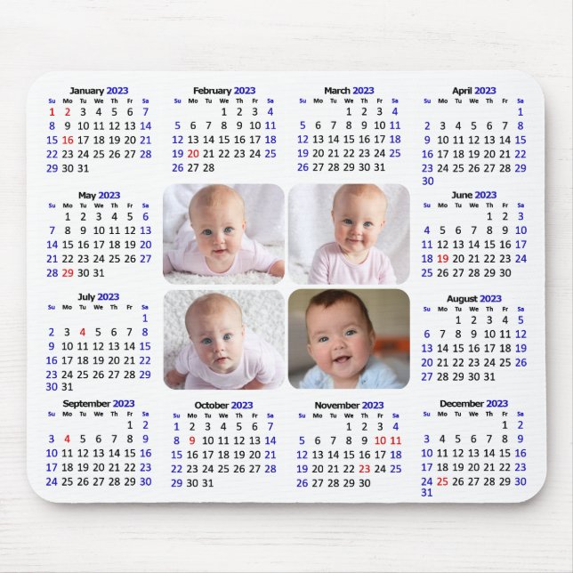 Tapis De Souris 2023 Calendrier Personnalisé Photo Moderne Minimal (Devant)