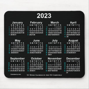Tapis De Souris 2023 Neon White 52 Weeks ISO Calendar by Janz