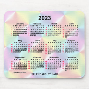 Tapis De Souris 2023 Satin Arc-en-ciel Calendrier de 52 semaines p