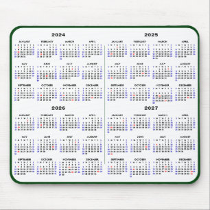 Tapis De Souris 2024-2027 Calendrier de 4 ans Simple Green US Holi