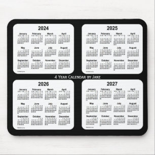 Tapis De Souris 2024-2027 calendrier noir et blanc de 4 ans par