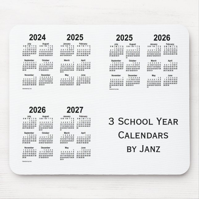 Tapis De Souris 2024-2027 White 3 Annuaires scolaires par Janz (Devant)