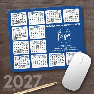 Tapis De Souris 2024 Calendar - add logo, Contact Information Blue