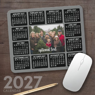 Tapis De Souris 2024 Calendar with Photo in the Center Grey