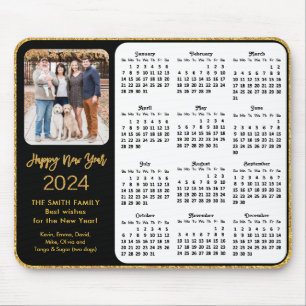 Tapis De Souris 2024 Calendrier Black Gold Parties scintillant fam