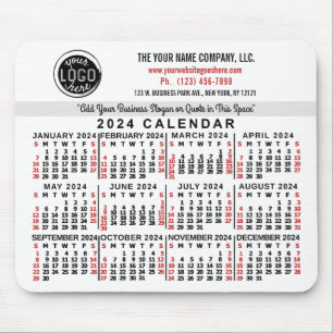 Tapis De Souris 2024 Calendrier personnalisé Nom du logo commercia