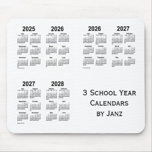Tapis De Souris 2025-2028 calendriers d'année scolaire du blanc 3