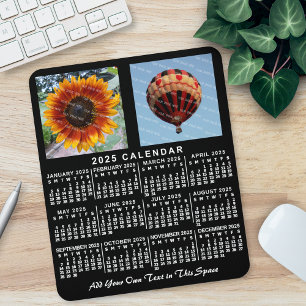 Tapis De Souris 2025 Année Calendrier mensuel Black Custom 2 Photo
