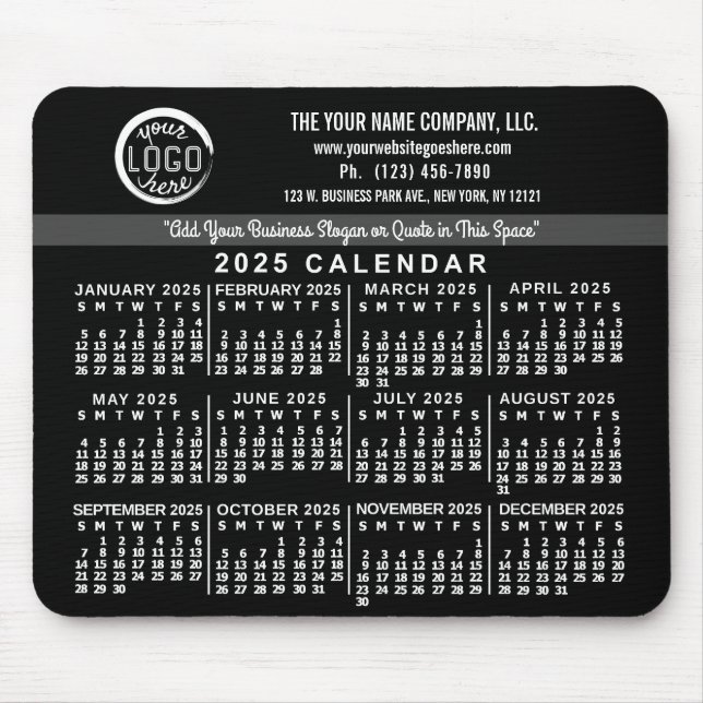 Tapis De Souris 2025 Calendrier personnalisé Nom du logo commercia (Devant)