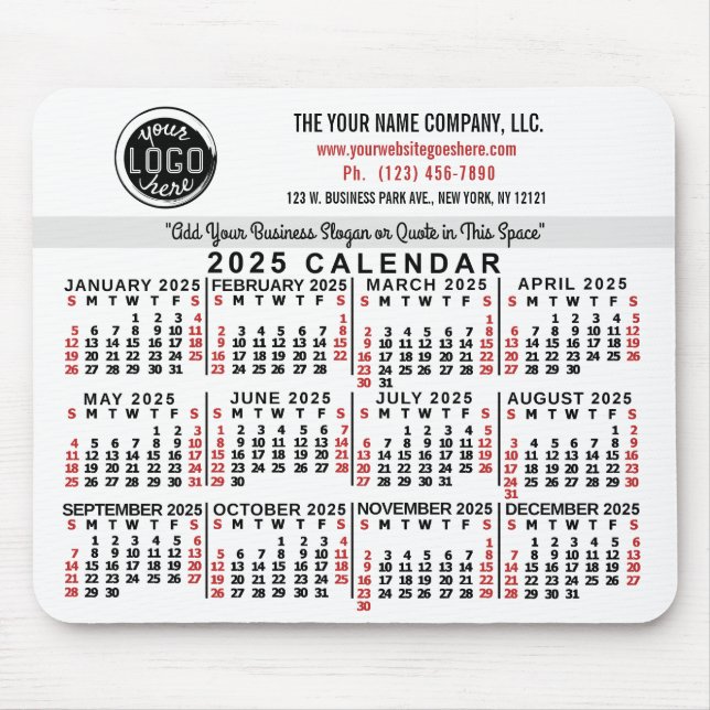 Tapis De Souris 2025 Calendrier personnalisé Nom du logo commercia (Devant)